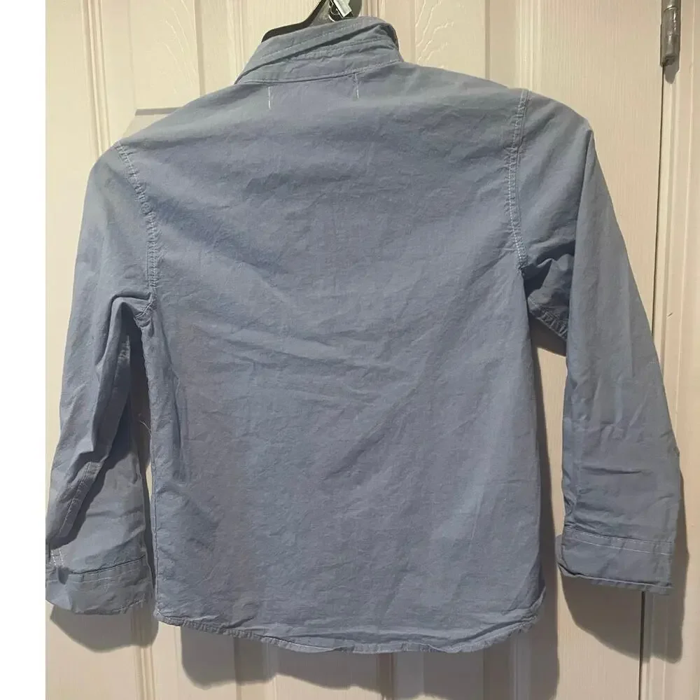 Old Navy Blue Button Down Oxford L/Sleeve Boys Shirt, Size Small (6-7), B59, $12